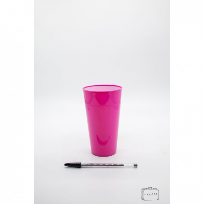 COPO PLÁSTICO ROSA INTERIOR BRANCO - GRANDE