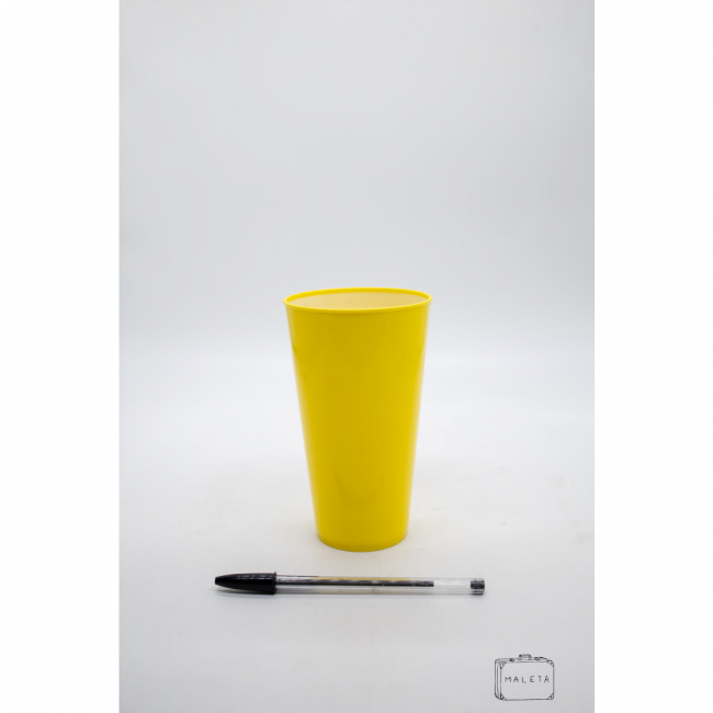 COPO PLÁSTICO AMARELO INTERIOR BRANCO - GRANDE