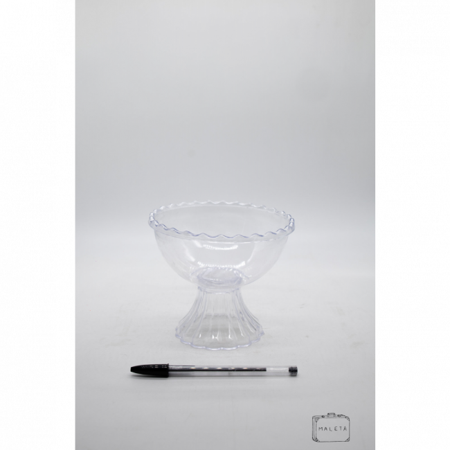 TAÇA ACRÍLICO PARA SERVIR COM BASE BORDA ONDULADA