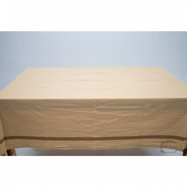 TOALHA DE MESA BEGE DETALHE MARROM ZARA HOME - 2,80X1,55