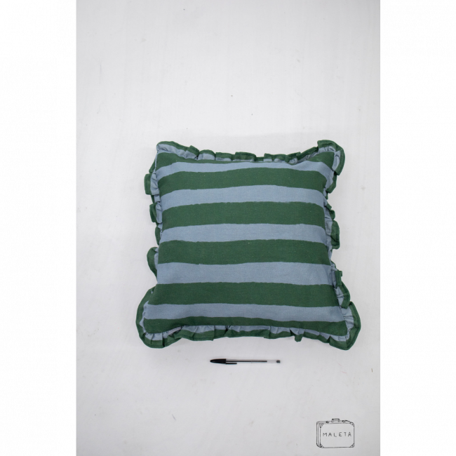 ALMOFADA LISTRADA CINZA/VERDE - 40X40