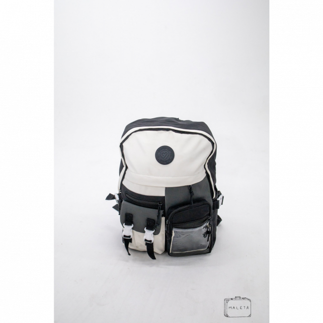MOCHILA TACTEL PRETA E BRANCA - LS