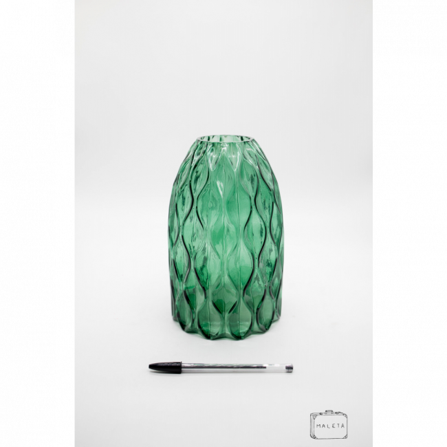 VASO VIDRO VERDE TEXTURADO