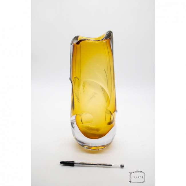 VASO VIDRO MARROM BORDA ORGÂNICA