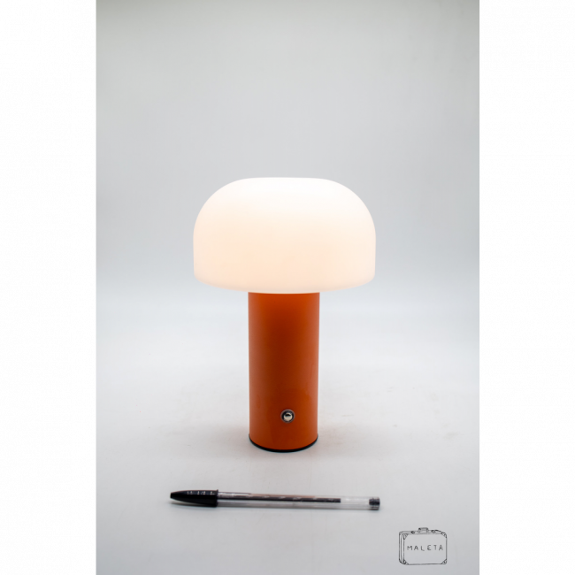 LUMINÁRIA DE MESA COGUMELO LARANJA E BRANCA