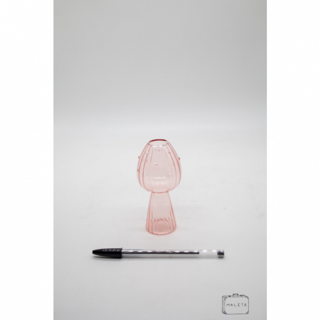 COGUMELO VASINHO VIDRO ROSA