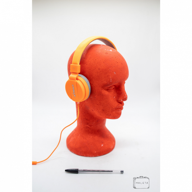 HEADPHONE COM FIO LARANJA NEON