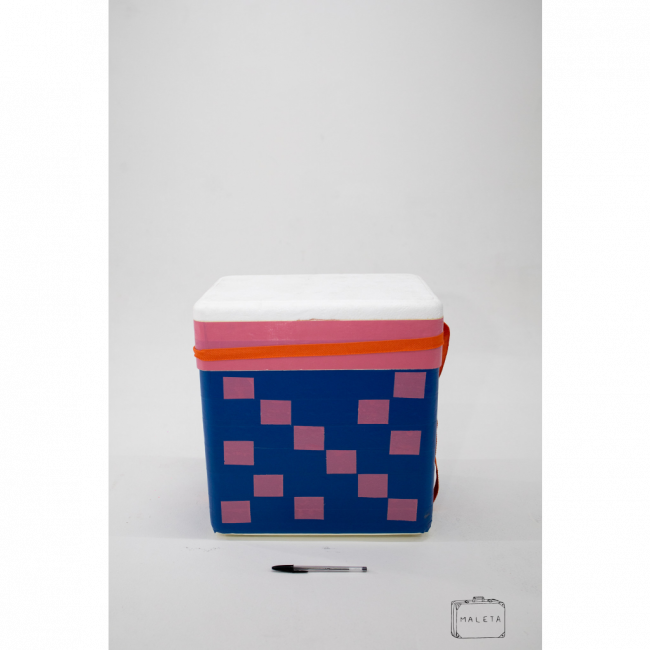CAIXA ISOPOR AZUL E ROSA