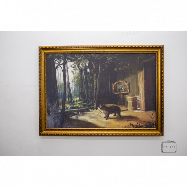 QUADRO LOBO NA FLORESTA - 90X66