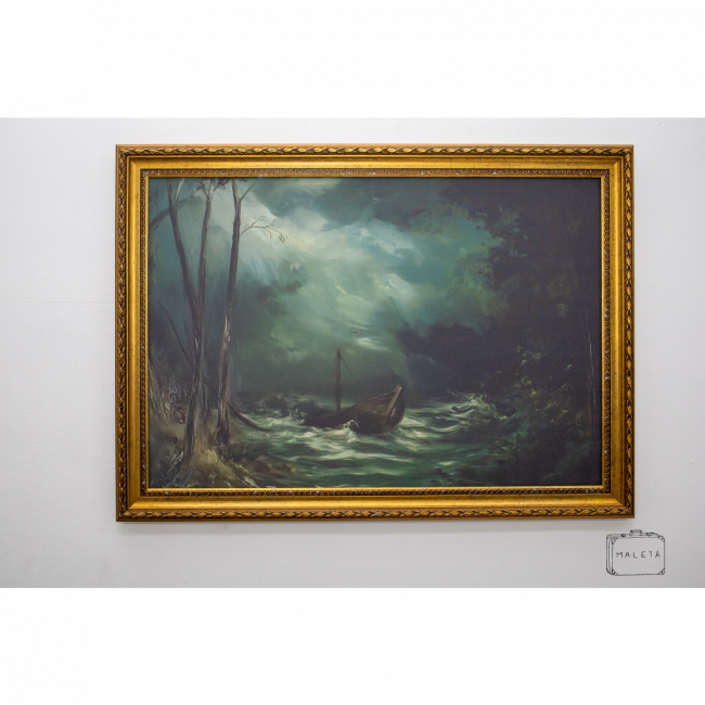 QUADRO BARCO NAUFRAGANDO - 90X66