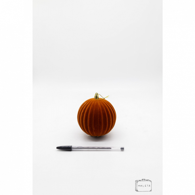 BOLA PARA ÁRVORE DE NATAL LARANJA VELUDO CANELADO