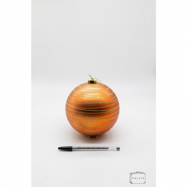 BOLA PARA ÁRVORE DE NATAL LARANJA FIOS DOURADOS - GRANDE
