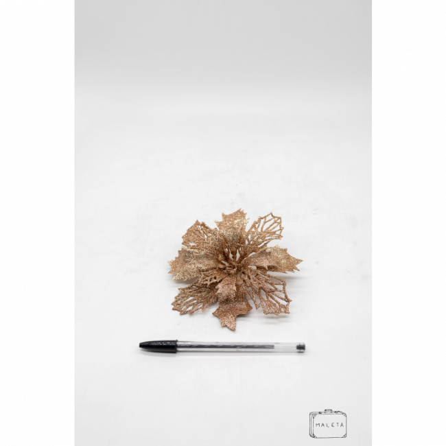 ENFEITE NATALINO FLOR ROSE GOLD COM GLITTER