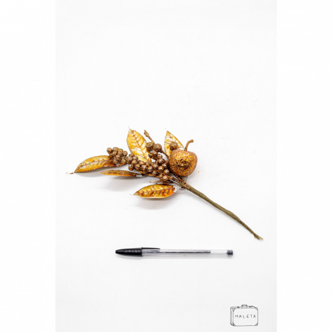 ENFEITE NATALINO FLOR COM MAÇÃ COBRE