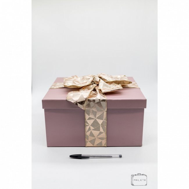 CAIXA DE PRESENTE LILÁS COM LAÇO ROSE GOLD