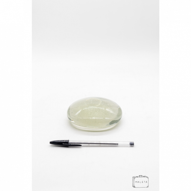 PESO DE PAPEL DE VIDRO PINTADO BRANCO