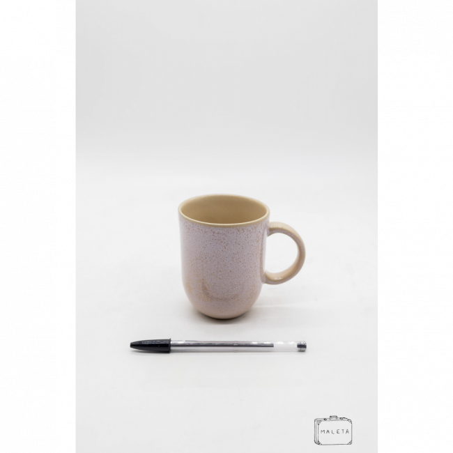 CANECA DE CERÂMICA ROSA COM PINTINHAS - LS