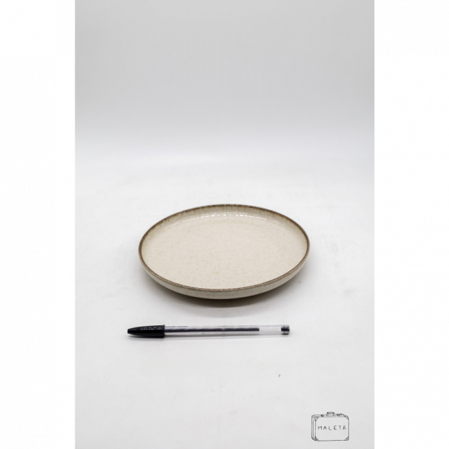 PRATO RASO CREME COM DETALHES MARROM - LS