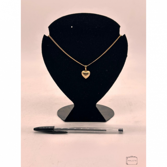 COLAR DOURADO COM PINGENTE DE CORAÇÃO FOSCO - LS