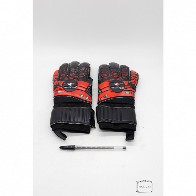 LUVA DE GOLEIRO PRETA E VERMELHA COM CASE - LS