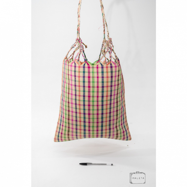 BOLSA DE FEIRA XADREZ COLORIDA