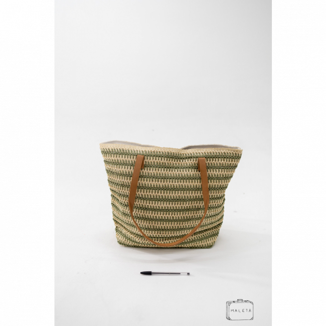BOLSA DE PRAIA VERDE/CRU ALÇA MARROM