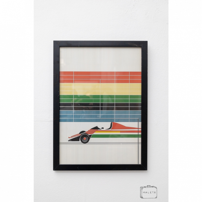 QUADRO CARRO DE CORRIDA COLORIDO - 45X33