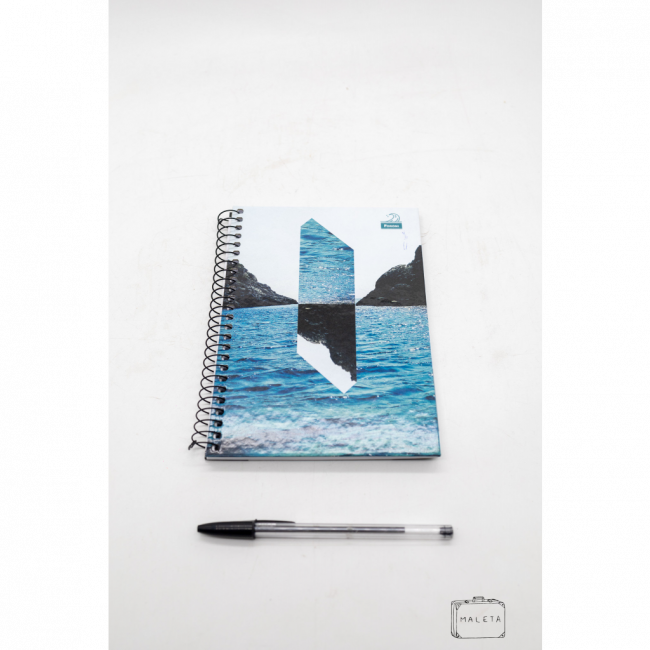 CADERNO A5 ESPIRAL CAPA MAR