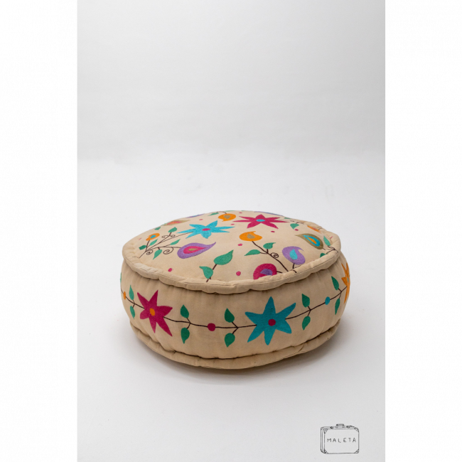 MESA DE CENTRO PUFF REDONDO ESTAMPA FLORES