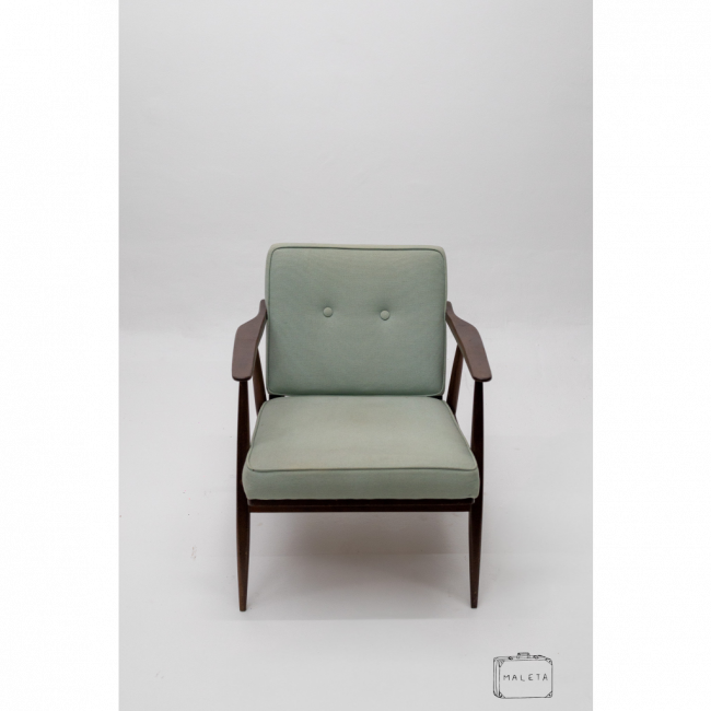 POLTRONA DESMOBILIA BASE MADEIRA ESTOFADO VERDE MENTA