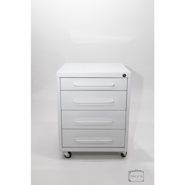 GAVETEIRO METAL BRANCO 04 GAVETAS
