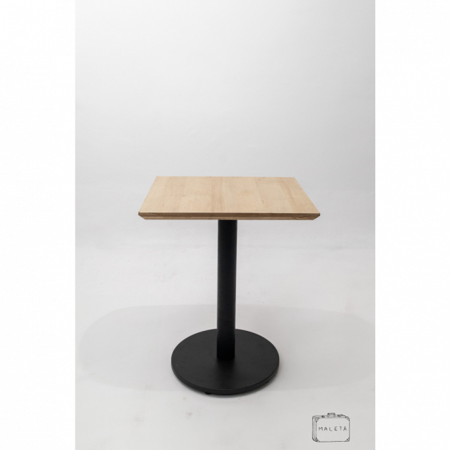 MESA QUADRADA BASE PRETA TAMPO CLARO - L0,55XP0,55XA0,75