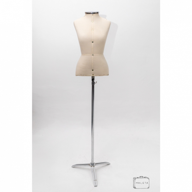 MANEQUIM BUSTO PEDESTAL CROMADO - A1,57