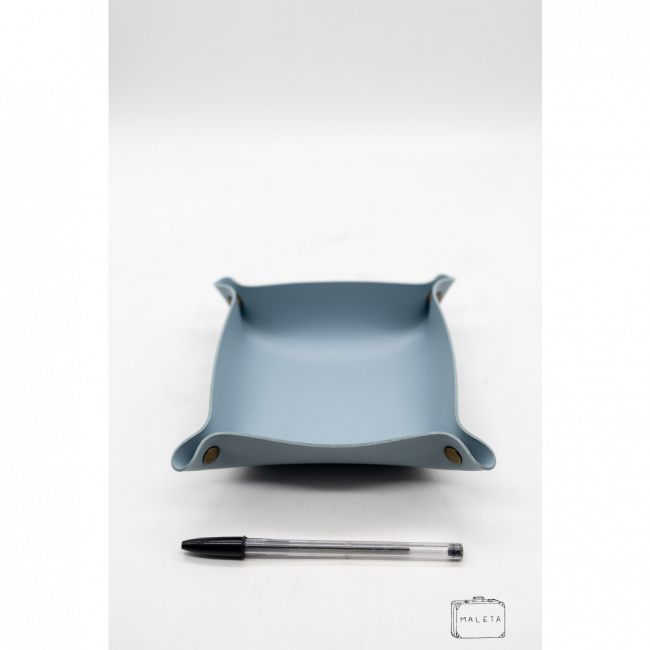 PORTA-OBJETOS QUADRADO COURO AZUL