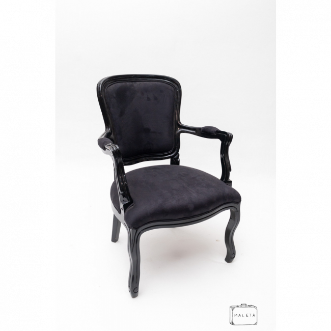 POLTRONA LUIS XV ULTRASUEDE PRETA