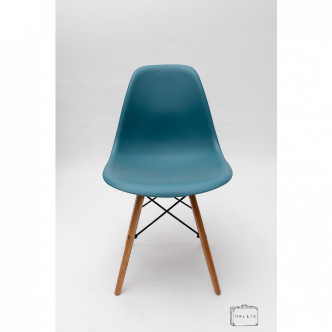 CADEIRA EAMES WOOD AZUL TURQUESA