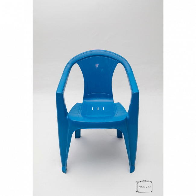 CADEIRA DE PLÁSTICO AZUL DE BAR COM BRAÇO