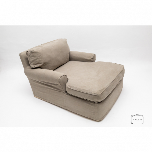 SOFÁ CHAISE JOCAL COM CAPA BEGE