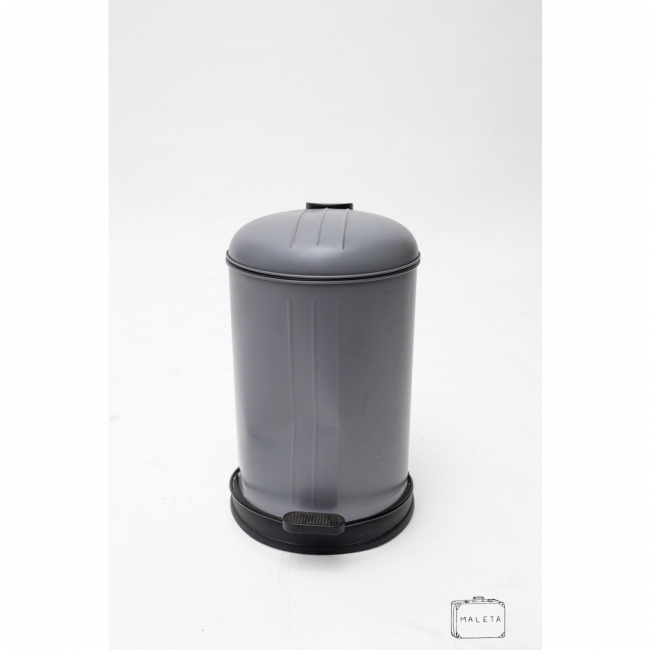 LIXEIRA METAL CINZA COM PEDAL (AMASSADA) - D0,26XA0,42