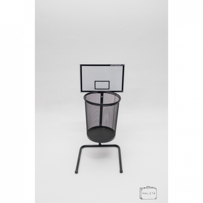 CESTO DE LIXO ARAMADO PRETO COM BASE TABELA DE BASQUETE - L0,30XP0,27XA0,63