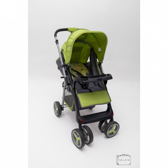 CARRINHO DE BEBÊ CINZA COM VERDE LENOX