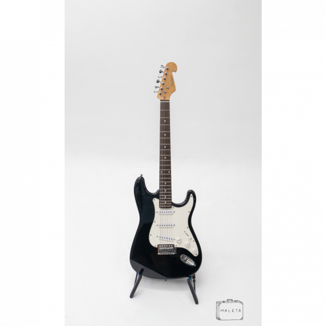 GUITARRA SHELTER PRETA E BRANCA COM CASE