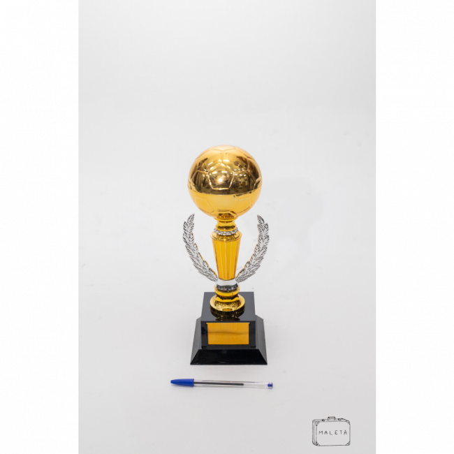 TROFÉU BOLA DE OURO COM DETALHE PRATA - A0,34