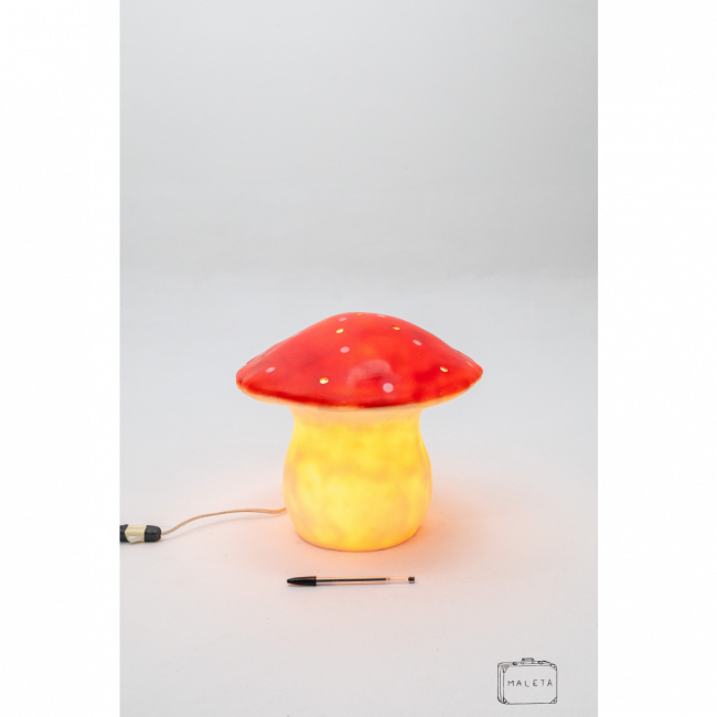 LUMINÁRIA DE MESA COGUMELO VERMELHO COM BOLINHAS