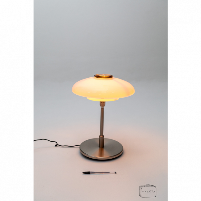 LUMINÁRIA DE MESA DISCO DETALHE EM VIDRO ÂMBAR