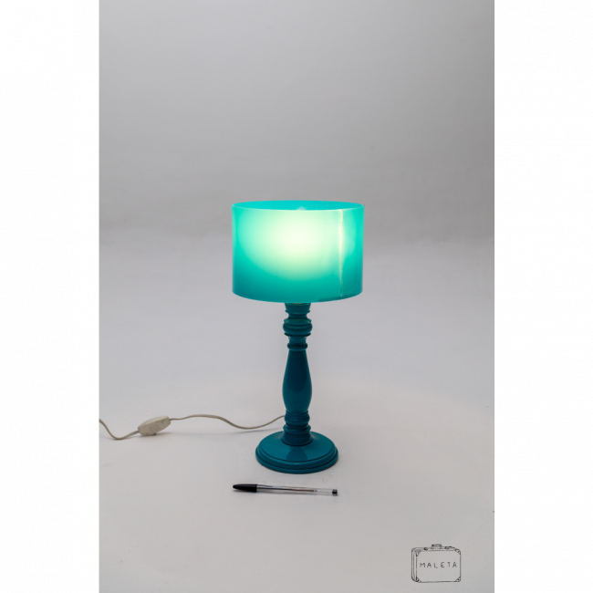 LUMINÁRIA DE MESA AZUL TIFFANY CÚPULA DE PLÁSTICO