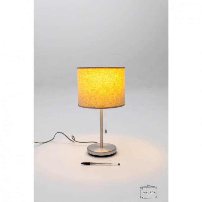LUMINÁRIA DE MESA METAL ESCOVADO BASE REDONDA