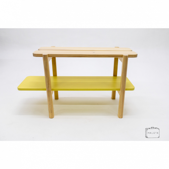 SAPATEIRA INFANTIL MADEIRA RIPADA DETALHE AMARELA - L0,78XP0,25XA0,44