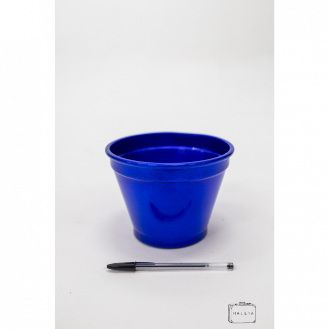 VASO DE METAL CÔNICO AZUL METÁLICO