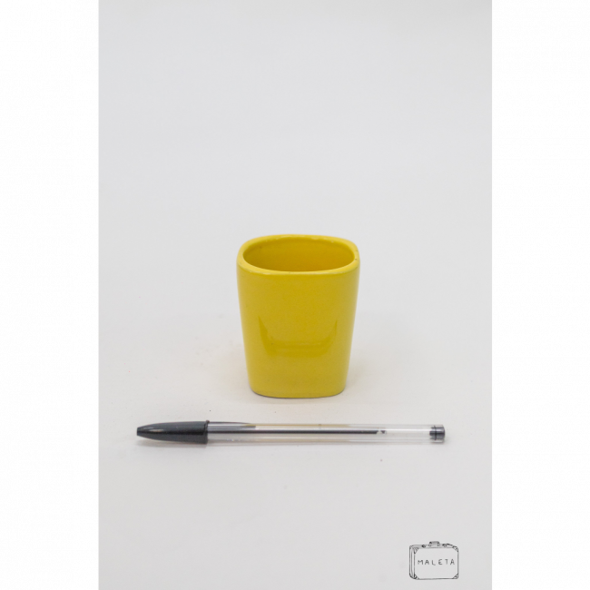 MINI VASO DE CERÂMICA QUADRADO AMARELO
